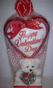 Valentine bear holding candy